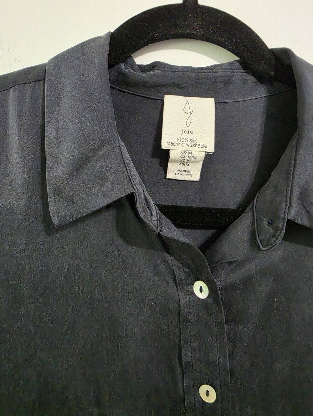 17. Joie 100% Silk Deep Navy Button Down Shirt As Is*